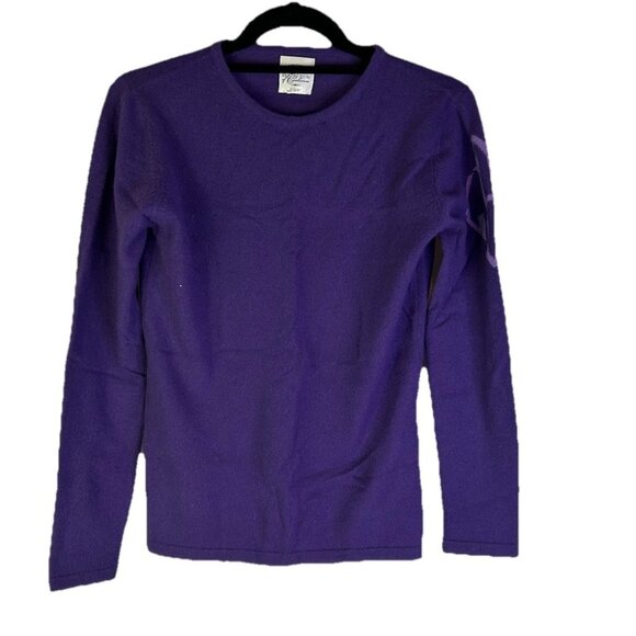 Queen of Cashmere Monogram Soft Cashmere Crewneck Sweater Purple Womens Small - Picture 1 of 8